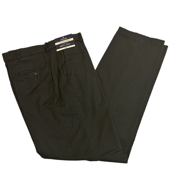 NWT Men’s STAFFORD Classic Fit COTTON TROUSER WAISTBAND DRESS PANTS 30X30 Black - Picture 1 of 11
